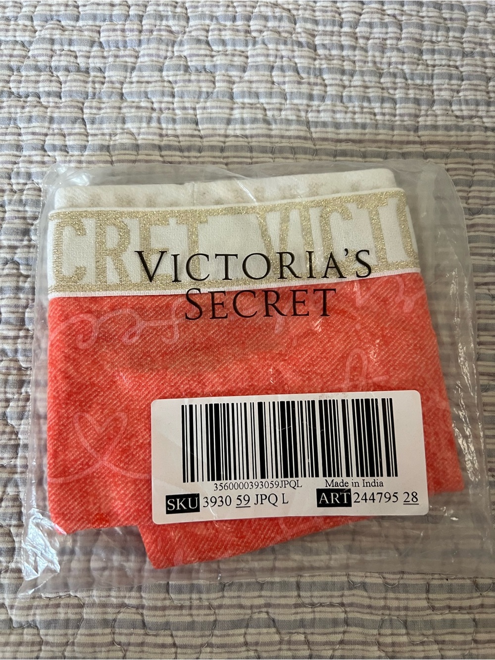 Victoria's Secret Coral Pink & White Logo Waistband Boyshort Panties